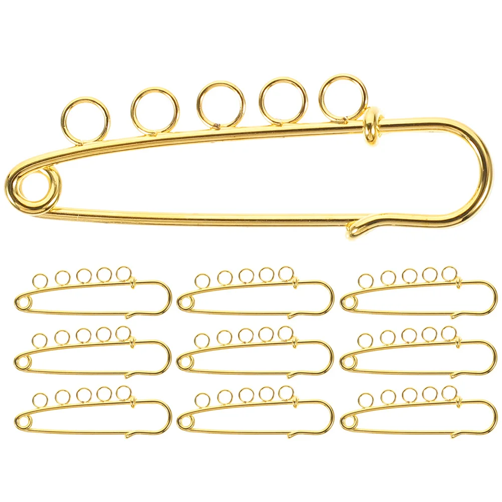 

10Pcs Safety Pin Needles Brooch Findings Metal Pins with Holes for DIY Brooches Crafts Clothes Cardigans Hats Scarves