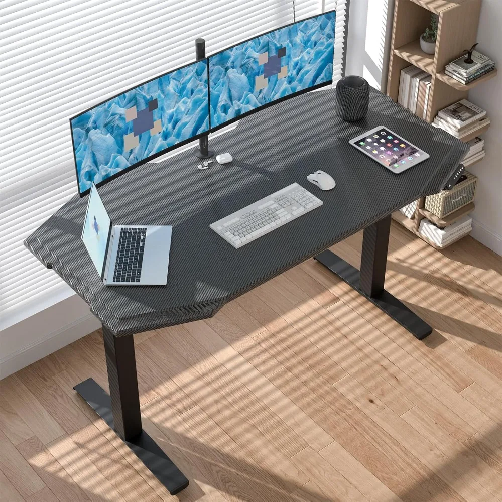 مكتب قائم كهربائي مع سطح سميك من ألياف الكربون وإطار تثبيت قياسي، مكتب ألعاب مقاس 55 بوصة، و4 إعدادات للذاكرة #2