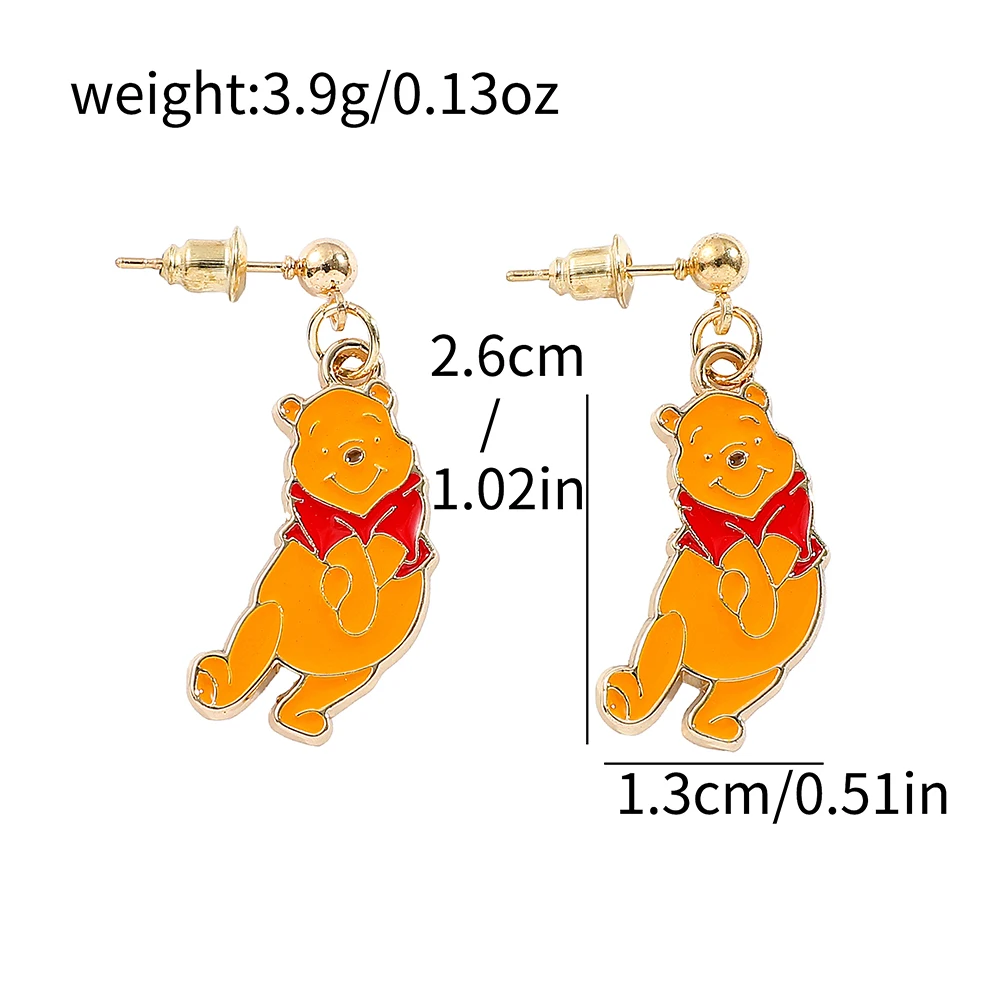 Disney Fashion Cute Winnie The Pooh Earring Cartoon Anime Pooh Bear Ear Studs For Friends Birthday Jewellery Gifts