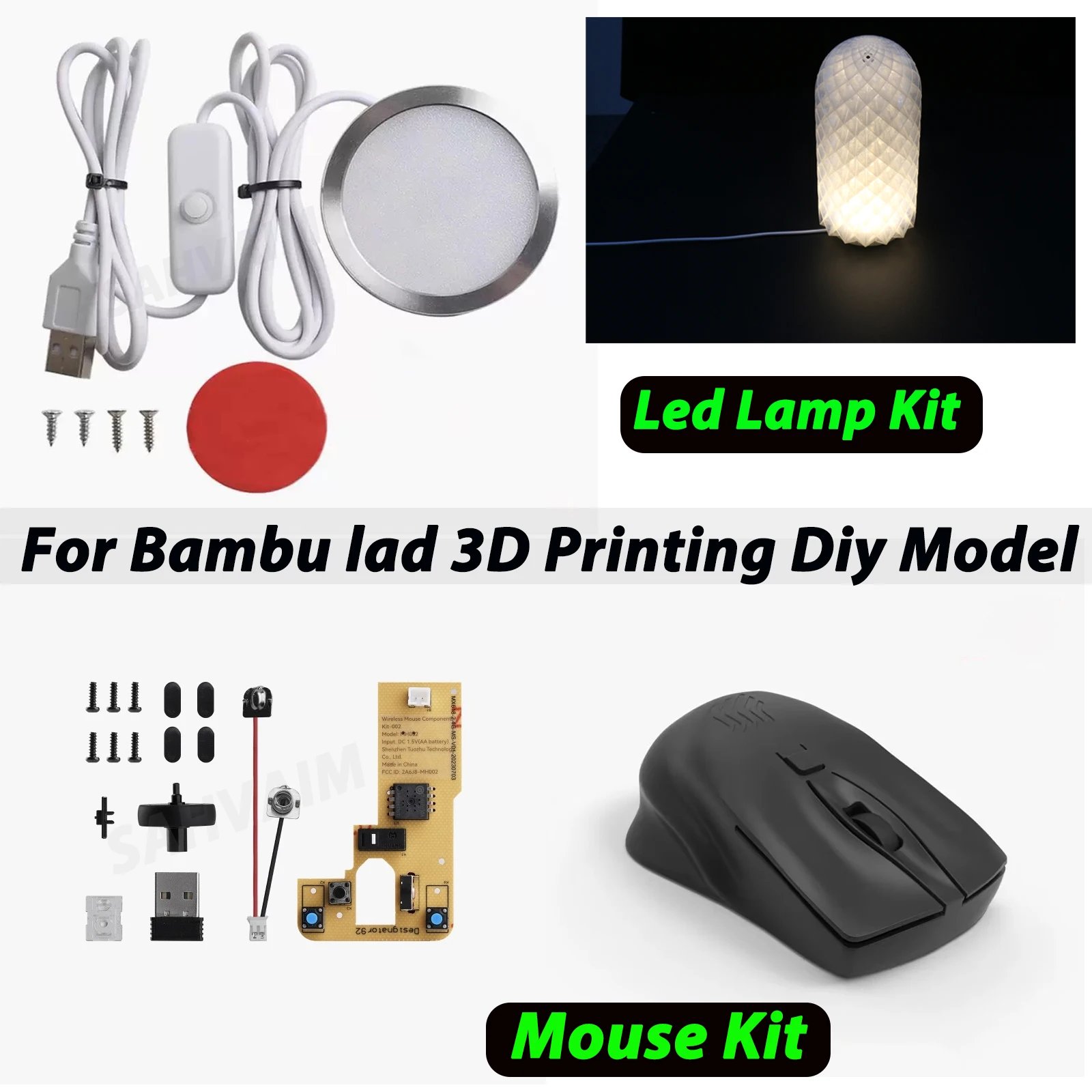 Para Bambu Lab Kit de lámpara Led 001 Hardware Bambulab ratón moderno/Kit de luz 001 piezas de luz Led modelo Diy sin piezas de impresión 3d