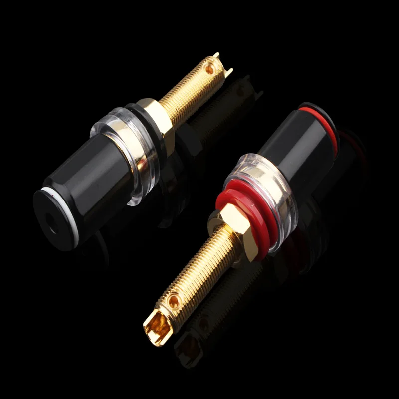 Banhado a ouro Banana Plug Connector, HiFi Speaker Binding Post, amplificador, AMP de áudio, Terminal soquete fêmea, 2 pcs
