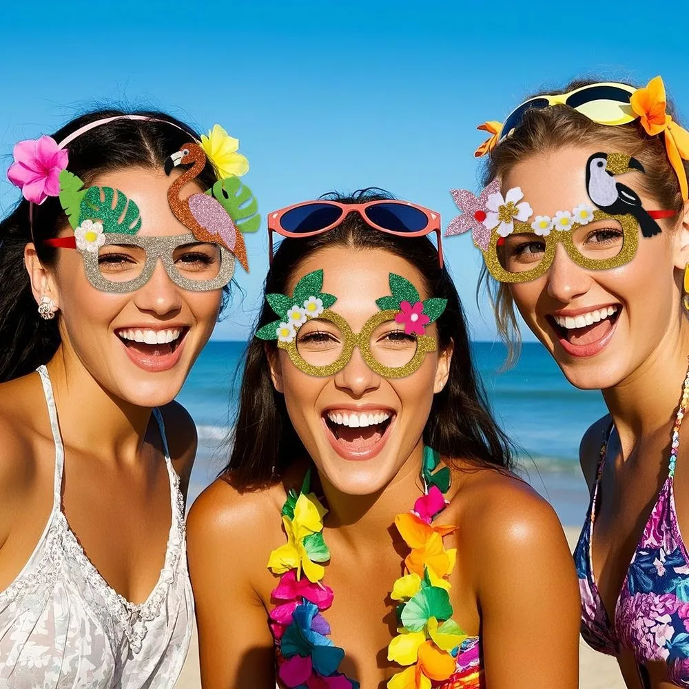 

Hawaii Party Glasses Beach Tropical Seaside Ball Decoration Funny Photo Props Flamingo Coconut Tree Eyeframe