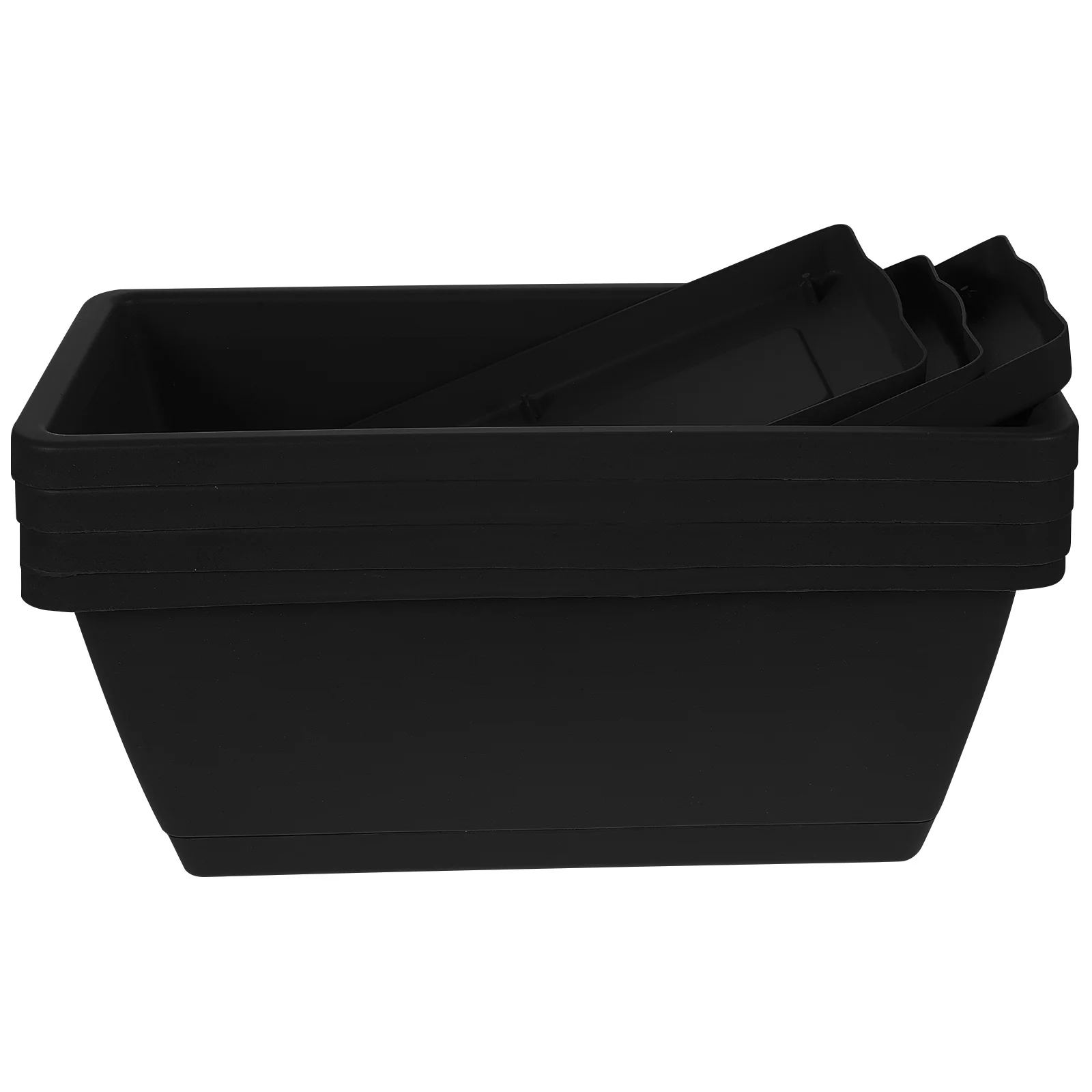 

4 Pcs Indoor Plant Rectangular Flower Pot Large Pots Planters for Outdoor Plants Flowerpot Vase Black