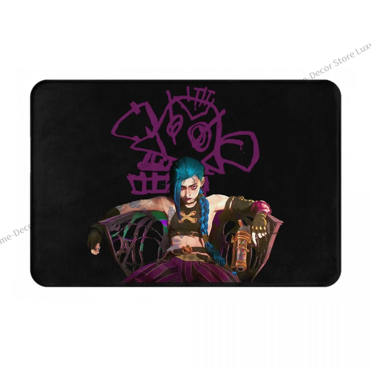 League of Legends Arance Bathroom Non-Slip Carpet Copy Of Because You're Jinx Flannel Mat Entrance Door Doormat Floor Decor Rug