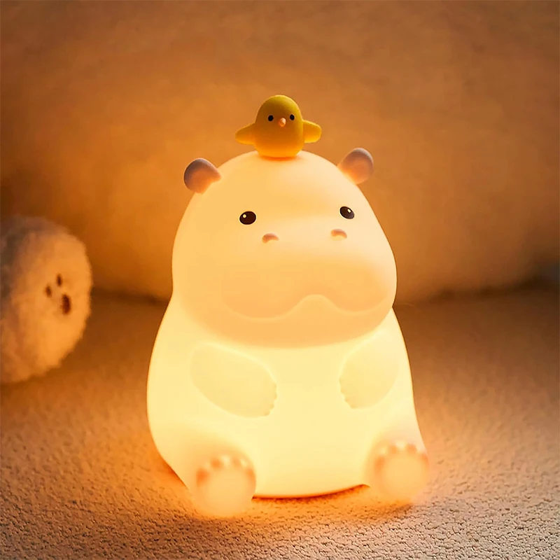 

Ночник «Бегемот», лампа для животных, пищевой силикон, перезаряжаемый, 2-уровневая регулировка яркости, мягкий детский ночник для декора стола