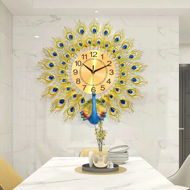 

Peacock Minimalist Wall Clocks Living Room Art Mural Luxury Wall Watch Design Fashion Creative Reloj De Pared Home Decoration