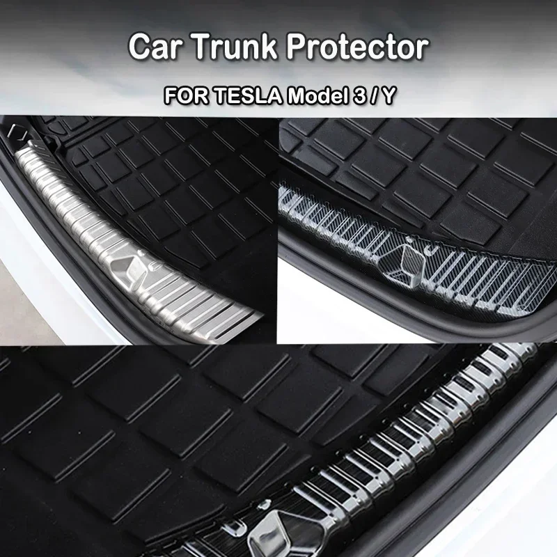 Trunk Bumper Covers for Tesla Model 3 Y 3+ Highland Sill Guard Protector Strip Sticker Stainless Steel Car Accessories 2021-2024