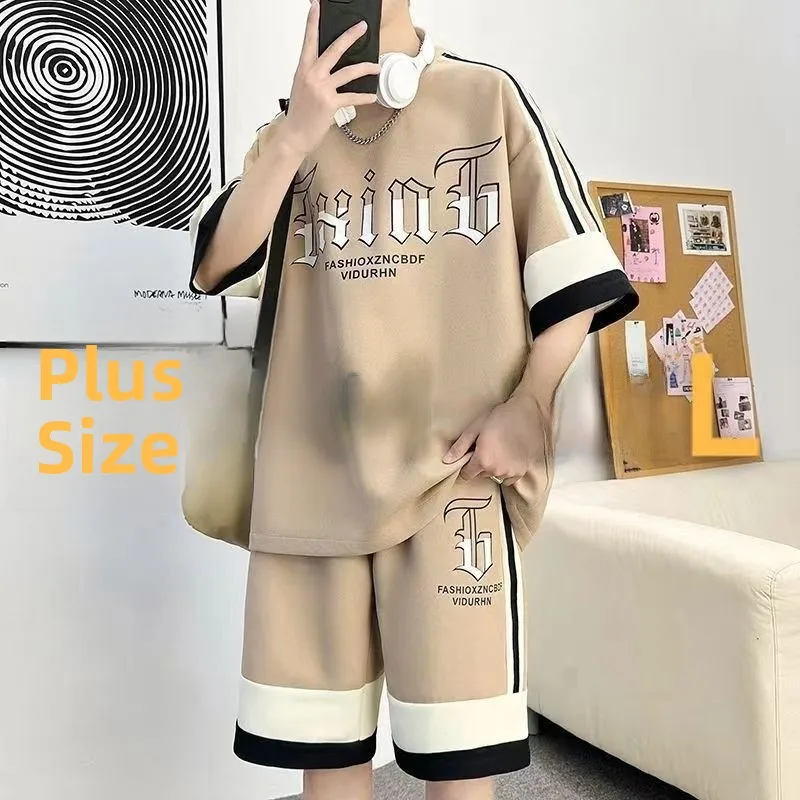 

Large Size 300 Pou Retro Wer id Casual Set Men's Summer Sport ort Sve orts Versatile Two-Piece Set