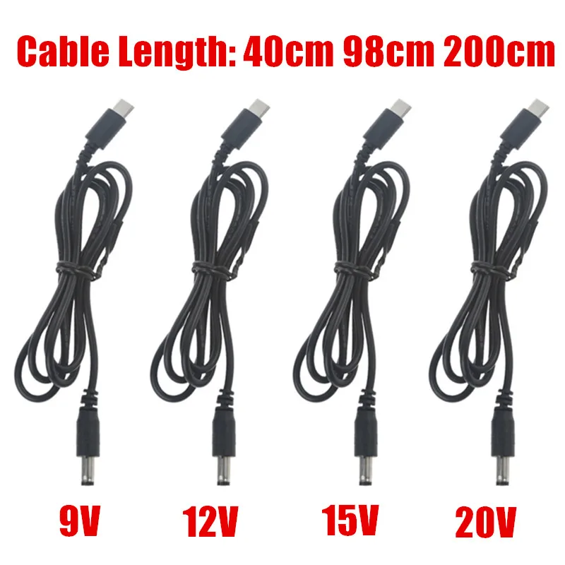 USB typu C PD do 9V 12V 15V 20V 5,5x2,5mm kabel zasilający dla Router bezprzewodowy laptopa LED pasek głośnik kamera telewizji przemysłowej