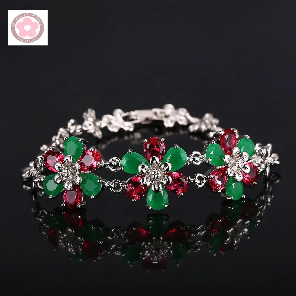 JLB-100  Flower Design  AAA Coloful Gem Inlaid Fashion Bracelet For Women Jewelry Gift