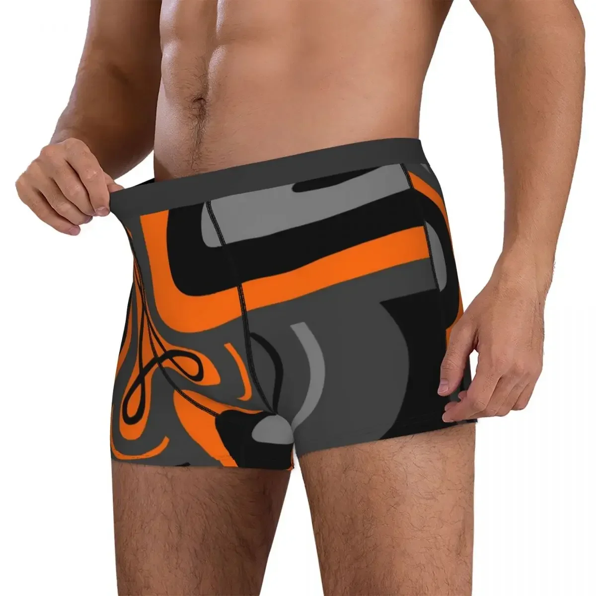 Boxer Underpants Shorts Hail Adobe - Orange, Grey, And Black Panties Male Comfortable Underwear For Homme Man Boyfriend Gift