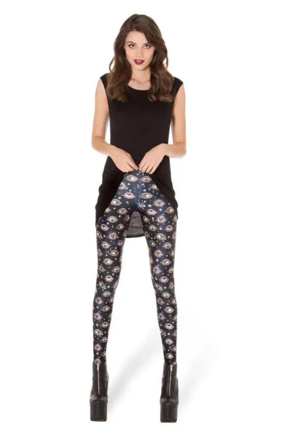 Women elastic leggings Eyes in the sky printed Casual Slim legging S 164