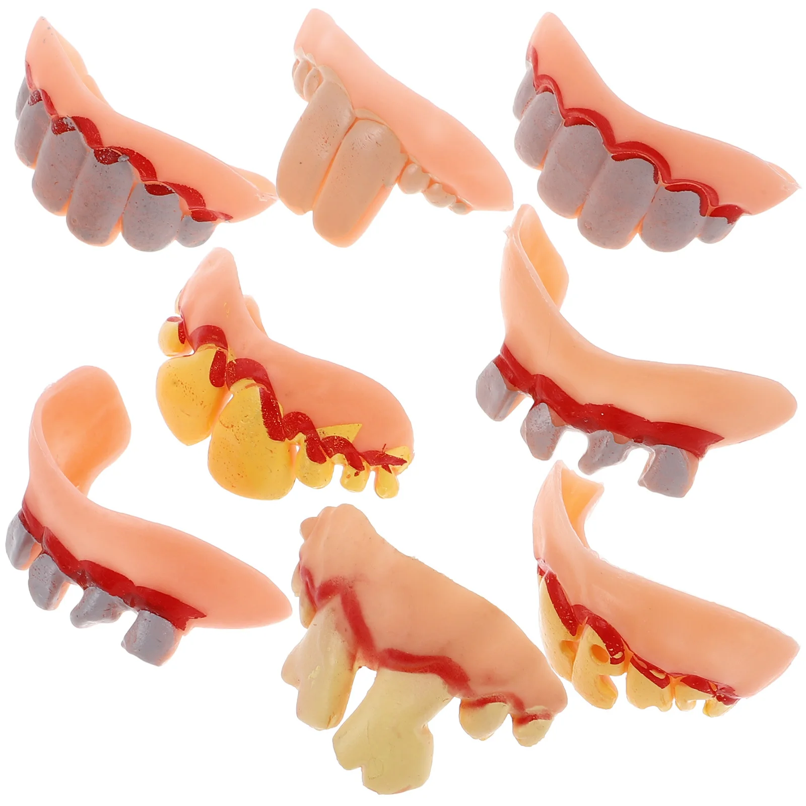 

Funny Halloween Teeth 8Pcs Ugly Vampire Dentures Fake Bloodied Fangs for Zombie Party Accessories