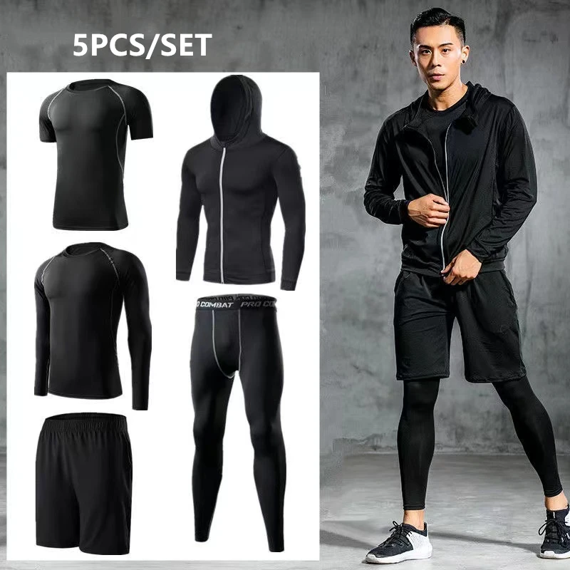 Sports Suit Men\'s Running Sets Compression Gym Fitness Sportswear Quick Dry Basketball Tights Outdoor Jogging Training Underwear