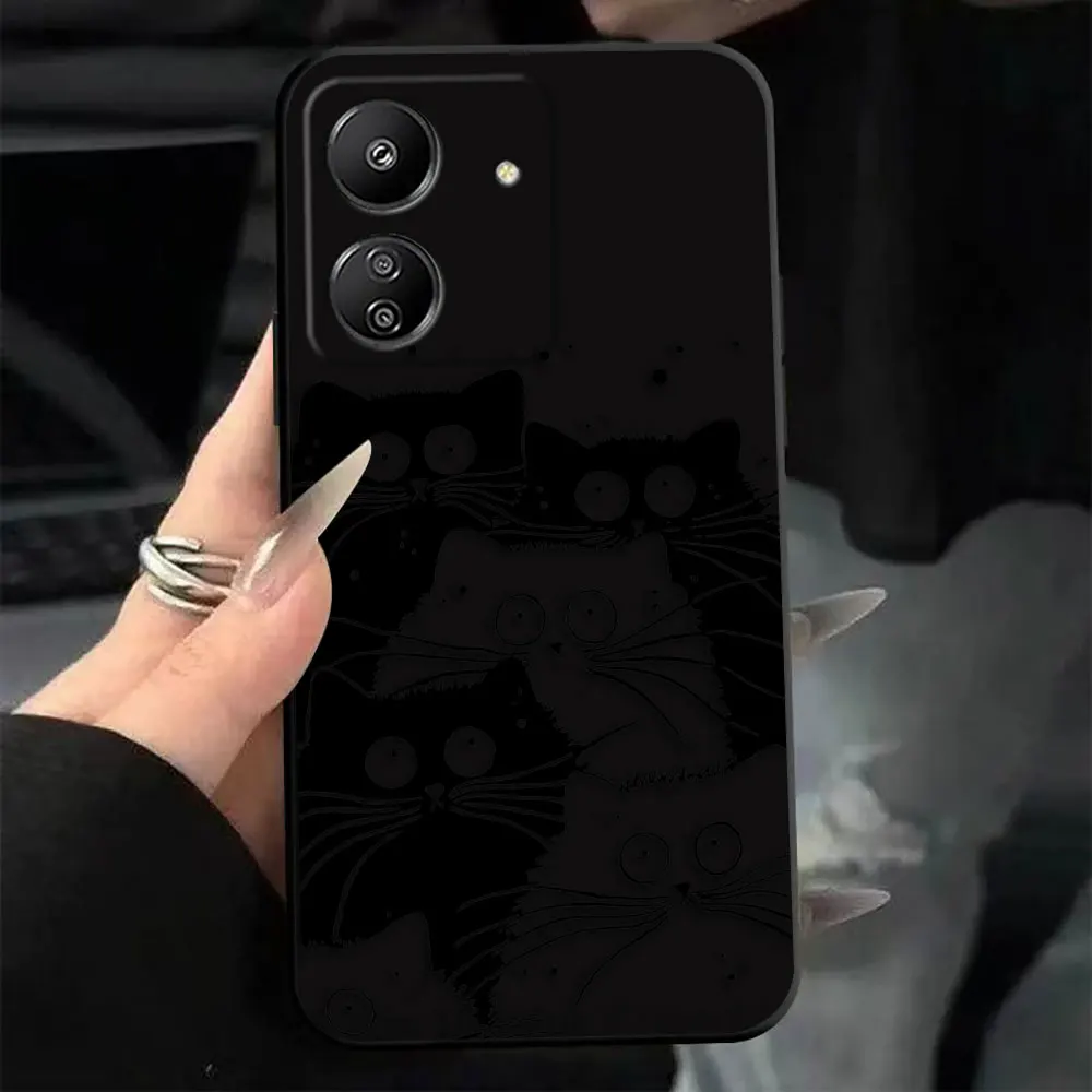 

Funny Black Cat Phone Case For Redmi A1 A2 A3 9 9A 9C 9T 10 10C 12 12C 13 13C 14C 8 K30 K40 K60 NOTE 9S 9 10 11T Silicone Case