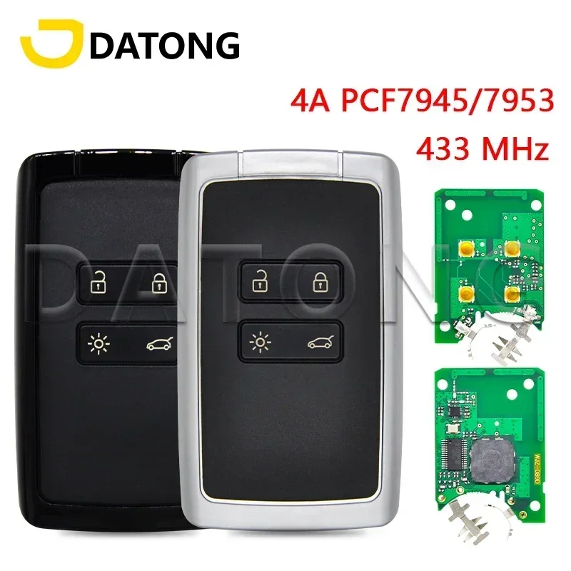 Llave remota de coche Datong World para Megane4 Talisman Espace 5 Kadjar 4A PCF7953M 433MHz Promixity reemplazar tarjeta de Control inteligente