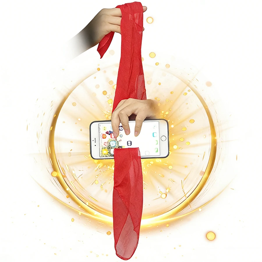 Magic Scarf Through Phone Trick - Close-Up Street Magic Prop with Transparent Plastic Sheets for Magicians & Party Performers