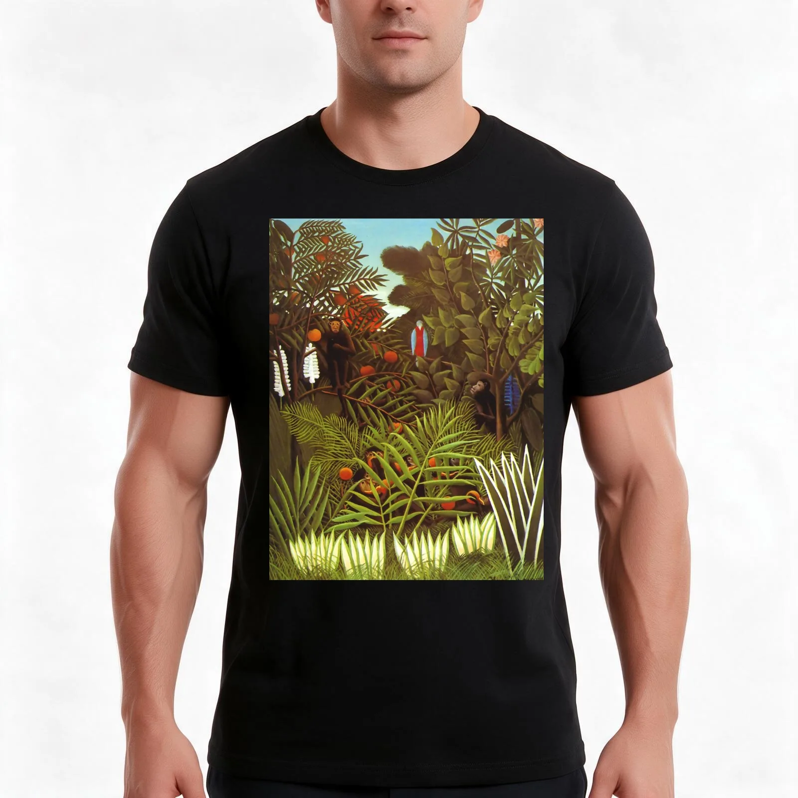 Henri Rousseau Exotic landscape 1908 T-Shirt Summer Casual Cotton Tee Oversized Streetwear Tops Vintage Graphic Print
