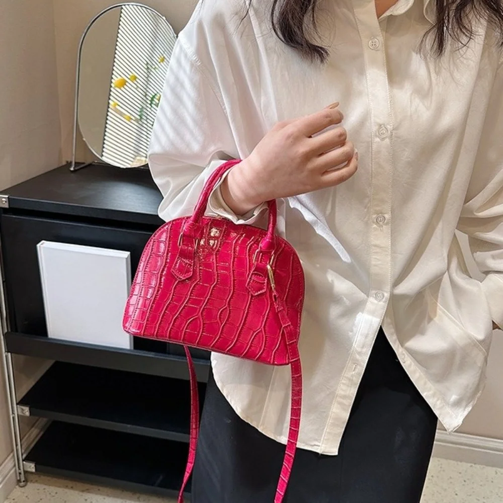 

Винтажная сумка-ракушка во французском стиле с крокодиловым узором, мини-сумка на плечо, из искусственной кожи, универсальная женская сумка для школы
