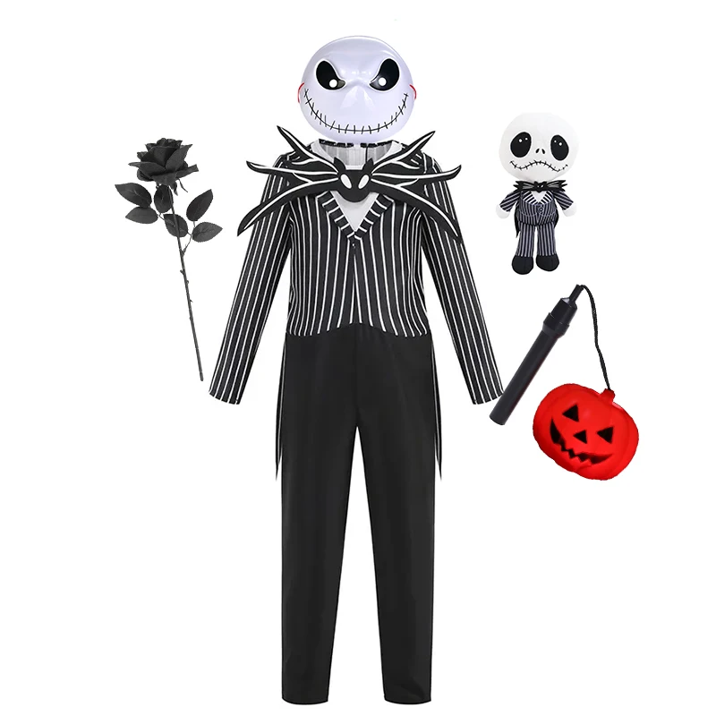 الأولاد الأسود الجمجمة جاك تأثيري حلي ارتداءها دعوى هالوين عيد الميلاد للأطفال الفتيات فستان الحفلات كرنفال الملابس #2