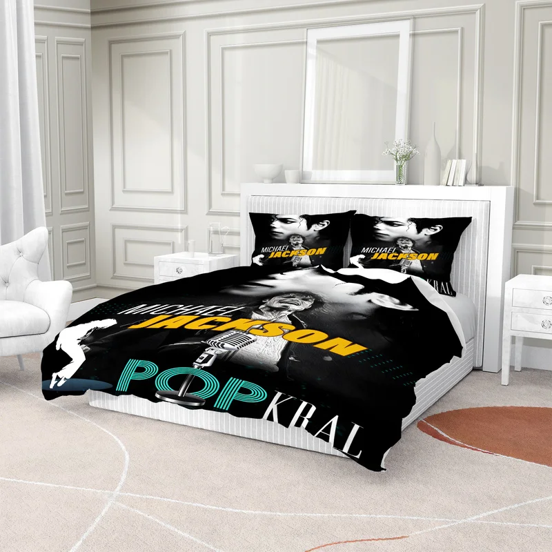 Michael Jackson Print Duvet Cover Set Classic The King Of Pop Collage Bedding Set Retro Cozy Quilt Cover Sets Bedroom Decor Gift
