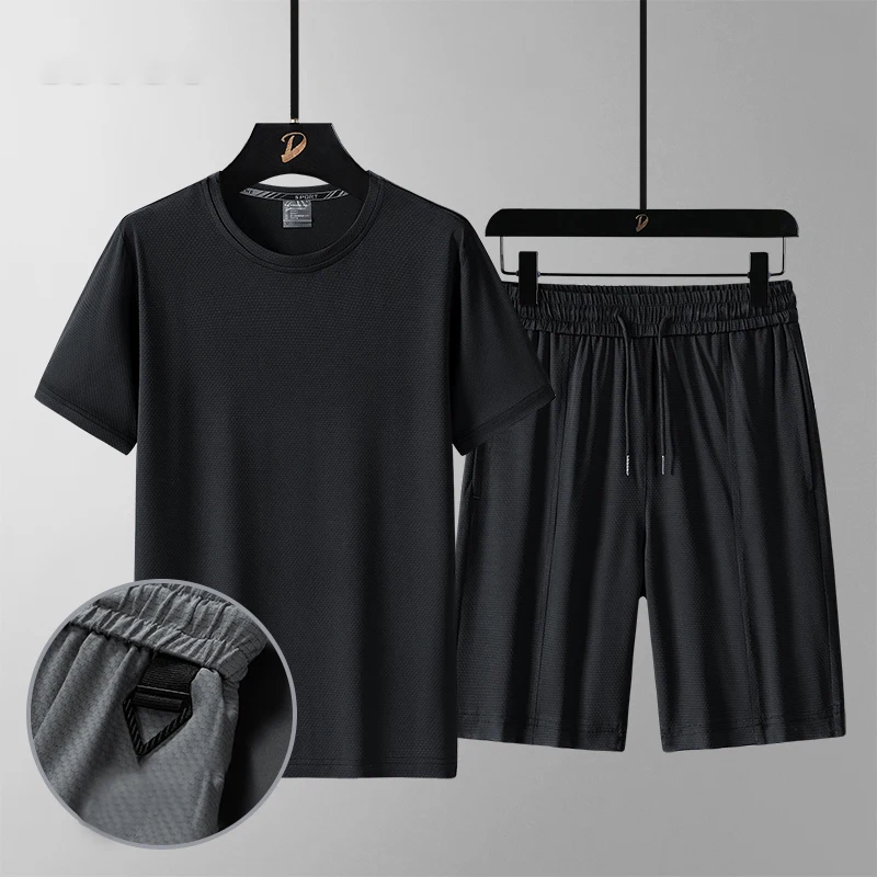 Fashion Loose Elastic Waist Pockets All-match Bandage Men's Sets 2024 Men Clothing Summer New Oversized Solid Color Casual Sets