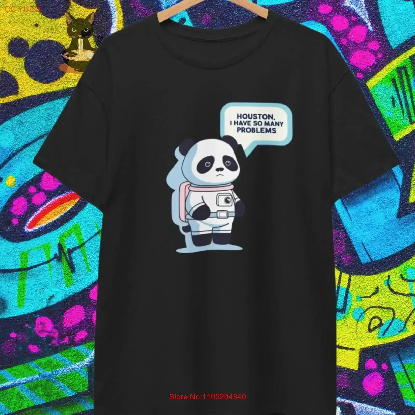 

Panda Astronaut T Shirt Space Funny Cotton Houston I Have So Many Problems Cute Animal Lover Casual vintage Washed fashion