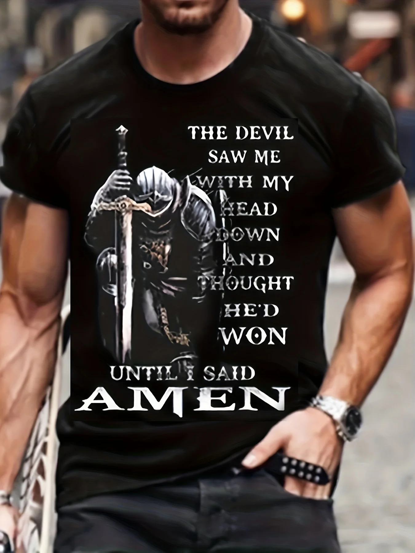 

New Summer Men Vintage T-Shirt I SAID AMEN Printing Clothing Male Casual Short Sleeve Tops Tees Fashion Streetwear Camiseta