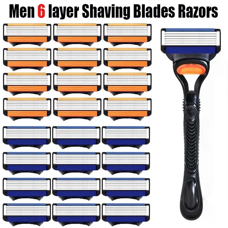 Nouveau 4-25 pièces peigne hommes rasoir Fusion Pro puissance rasage rasoir mâle visage barbe tondeuse à cheveux 6 couches lames recharges de remplacement