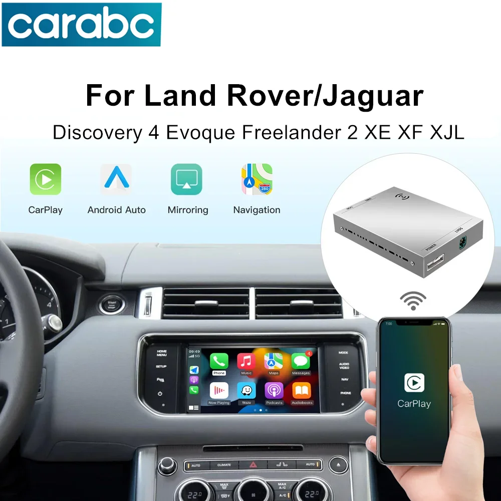 CARABC Wireless Carplay Android Auto Decorder Box For Land Rover Jaguar Bosch Harman Discovery 4 Evoque Freelander 2 XE XF XJL