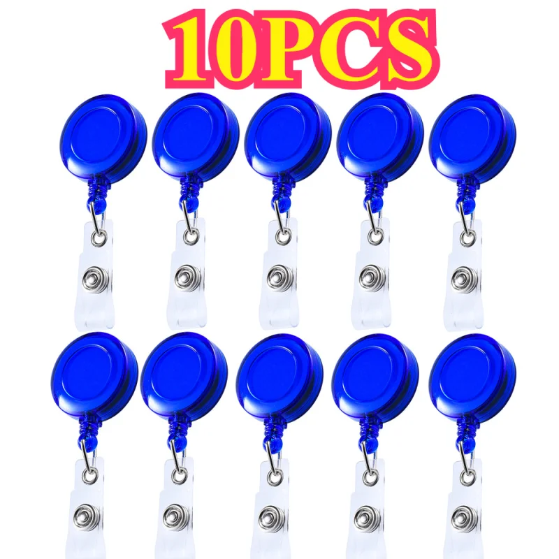 2D 10pcs Transparent Retractable Badge Holder • Suitable for Nurses' ID Badge Scroll • With Belt Clip • Doctor's ID Chain Clip view 3