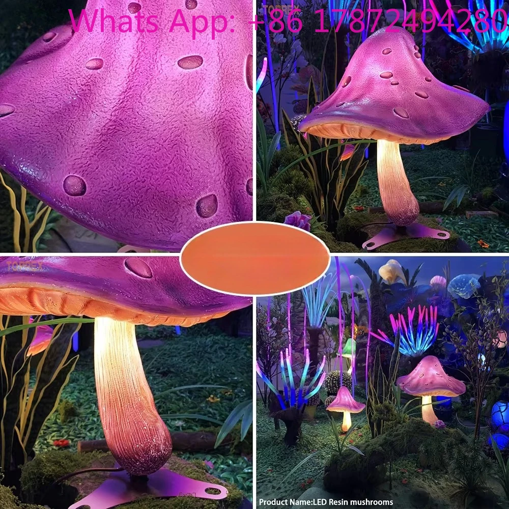 Low Voltage High Brightness LED Resin Mushroom Lamp Miniature Garden Ornament Waterproof Energy Saving Eye Protection