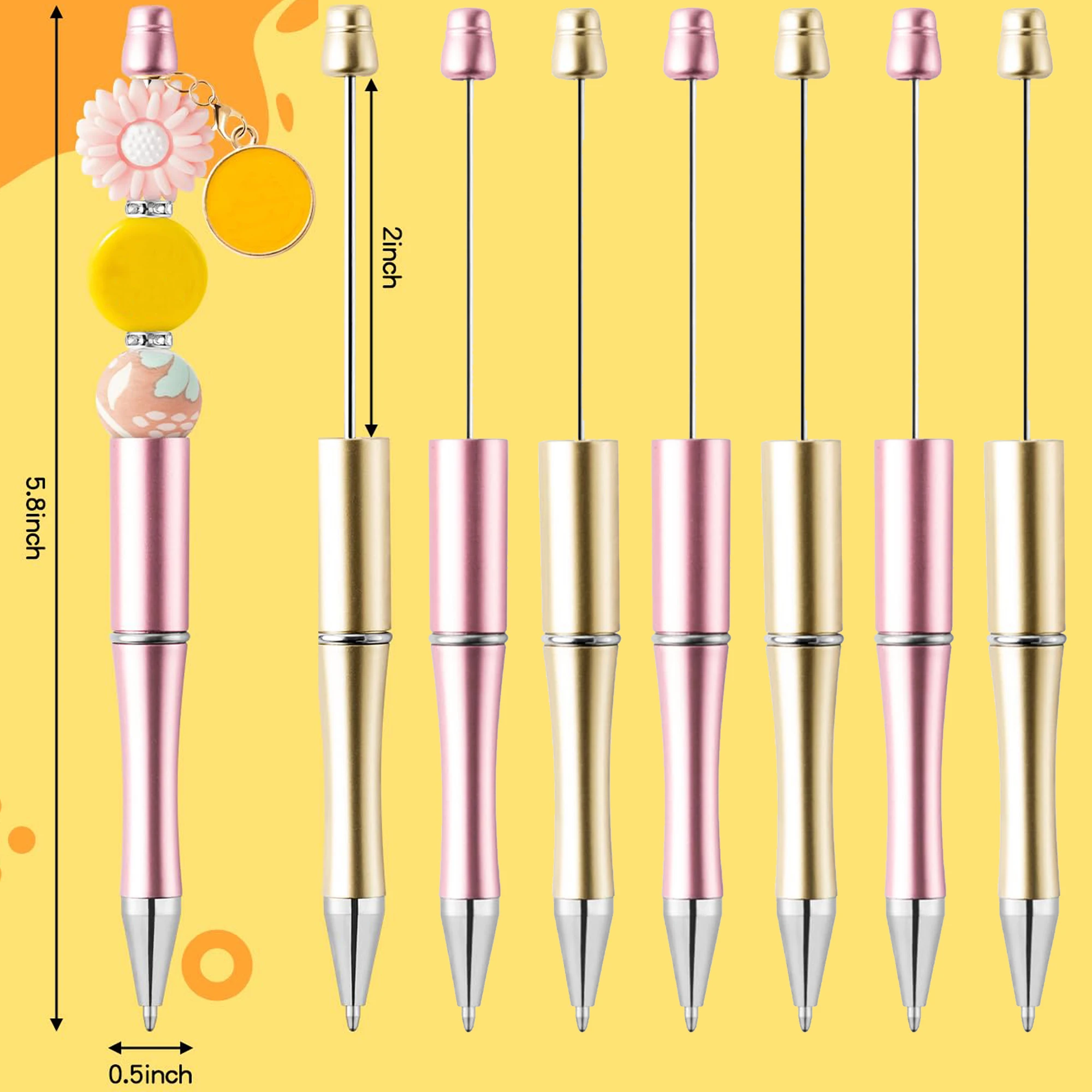 Imagem -04 - Canetas Frisáveis Ouro e Rosa Grânulo Caneta Esferográfica Tinta Preta Frisado Canetas para Faça Você Mesmo Criança Estudante Escritório 30 Peças