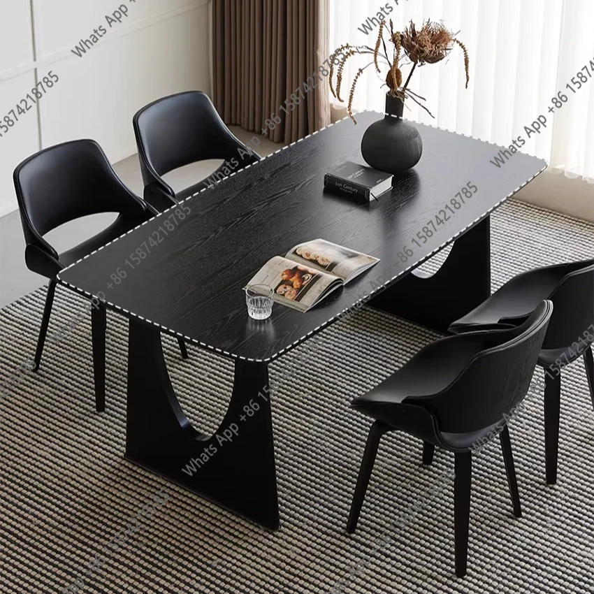 All solid wood ash wood dining table high-end atmospheric workbench medieval silent wind restaurant large board table