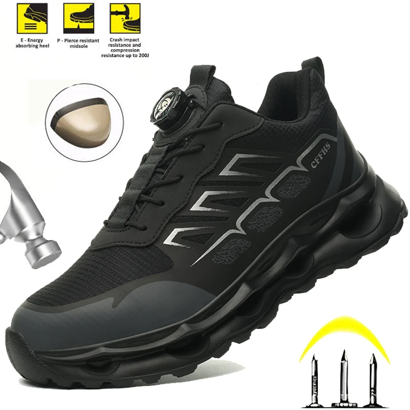 

Men's Steel Toe Work Shoes Fashion Safety Boots Slip Resistant Comfortable Safety Shoes for Construction, Warehouse, Industrial