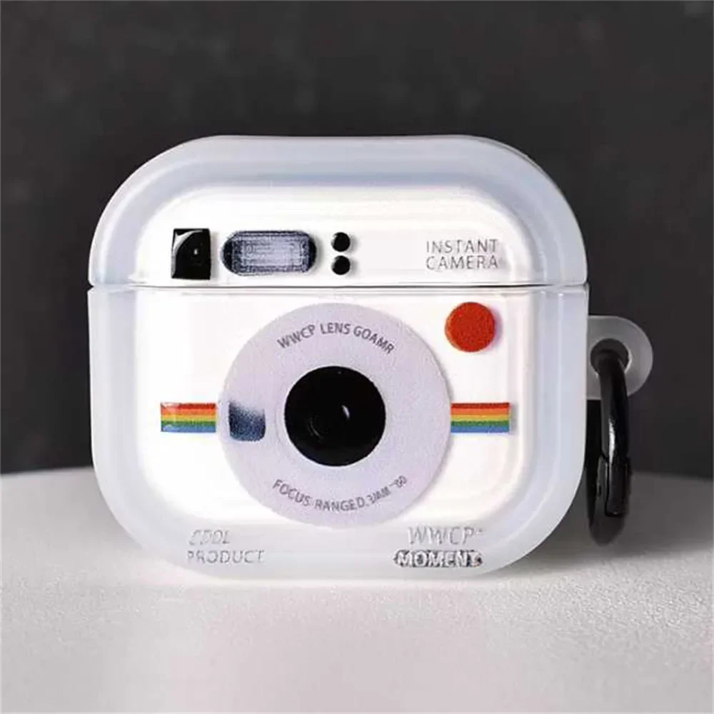 บุคลิกภาพความคิดสร้างสรรค์น่ารักการ์ตูนรูปแบบกล้องสําหรับ Airpods 2 3 4 2024 pro 2 หูฟังป้องกันกรณีที่อยู่อาศัยแผ่น