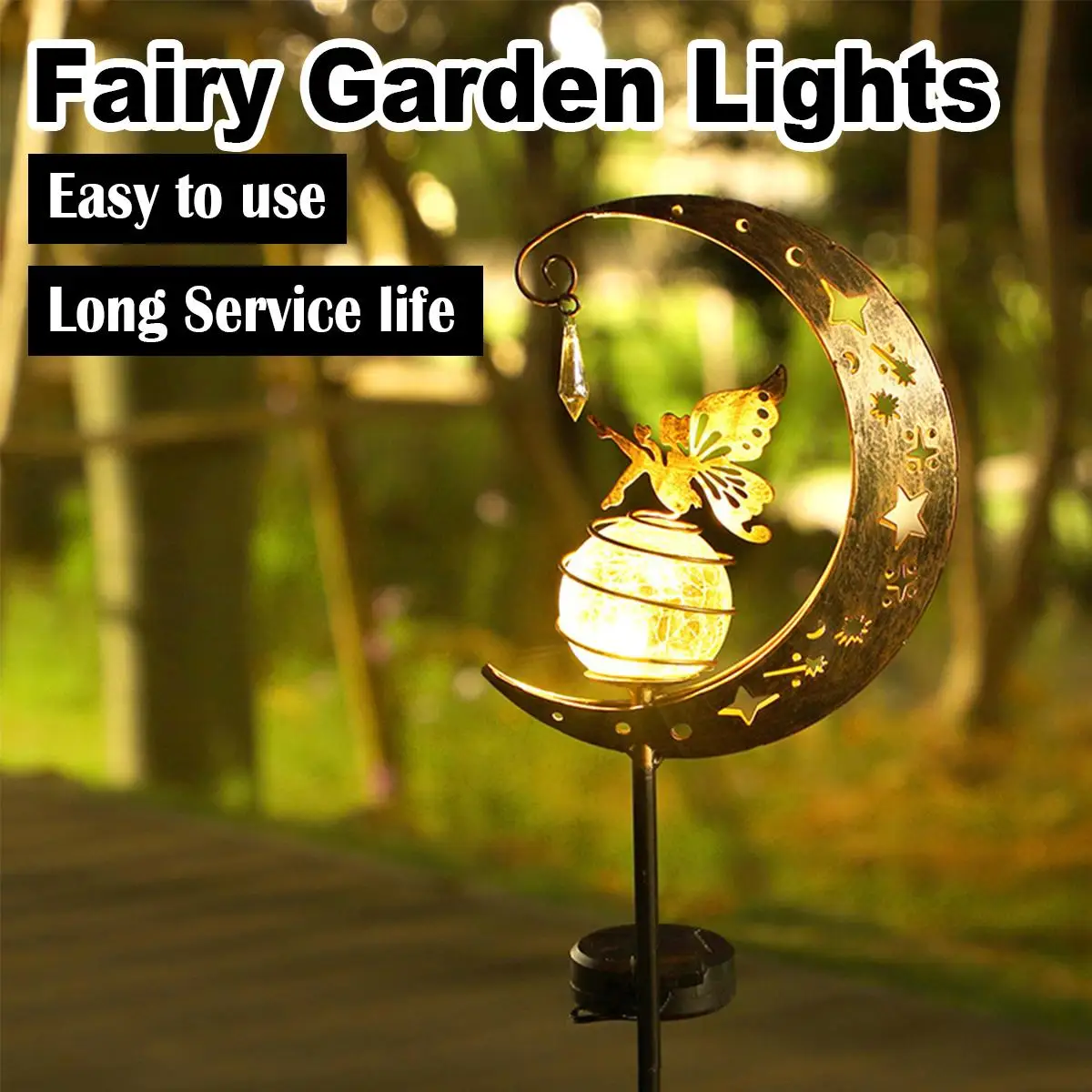 

Solar Iron Decor Light Lamp Lights Street Waterproof Garden Outdoor Round Lighting Led Fairy Pathway Fence Metal Decoration Yard