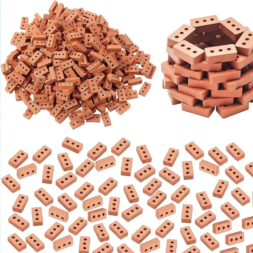 Mini Three-Hole Brick 200/50pcs -DIY Miniature Brick Building Realistic Fake Bricks for Fairy Garden Construction, Decorations