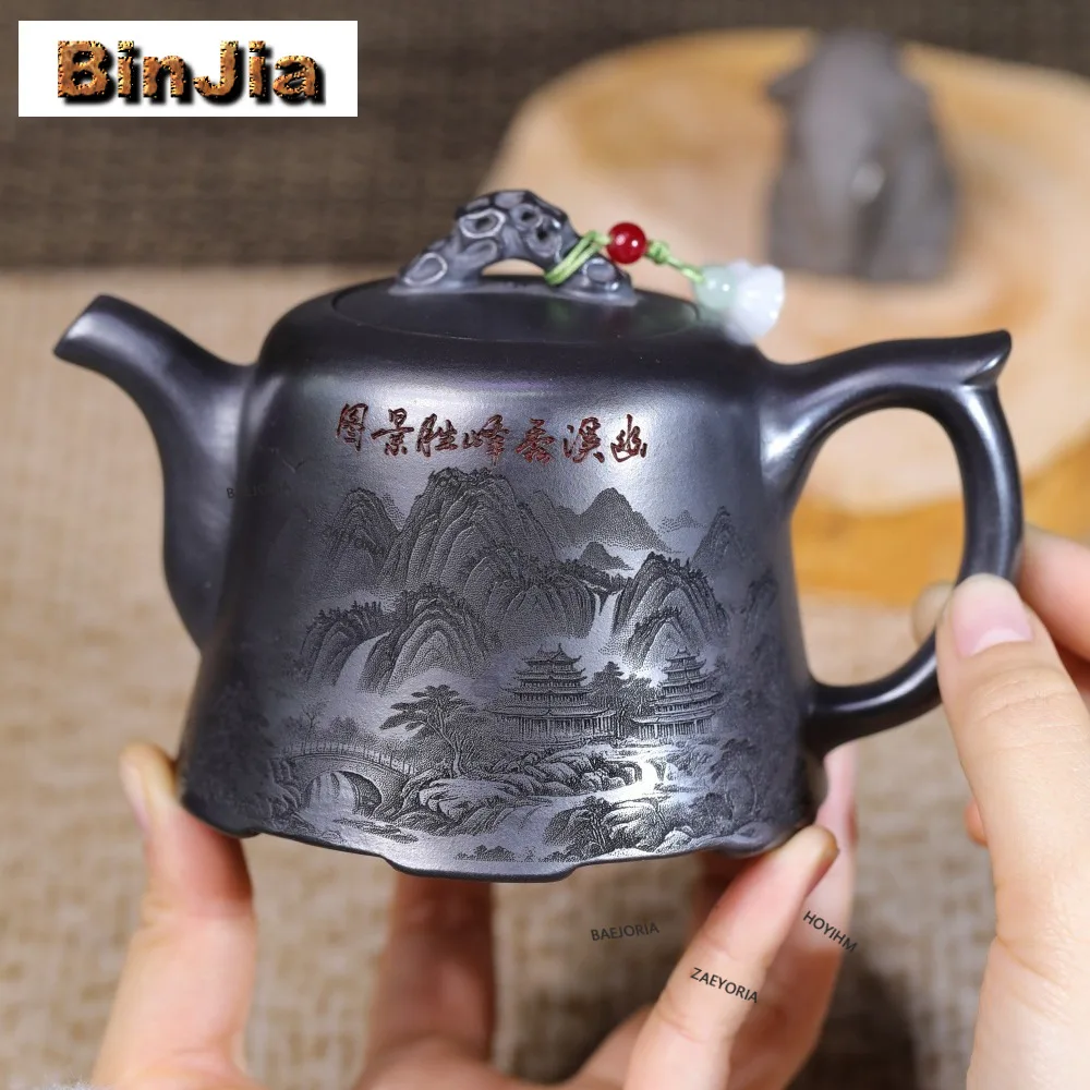 

Чайник из исинской фиолетовой глины 310 мл, классический, ручной работы, модель «Адмирал», из необработанной руды, железного камня, желтой глины, набор для чая из цзыша, чайная утварь