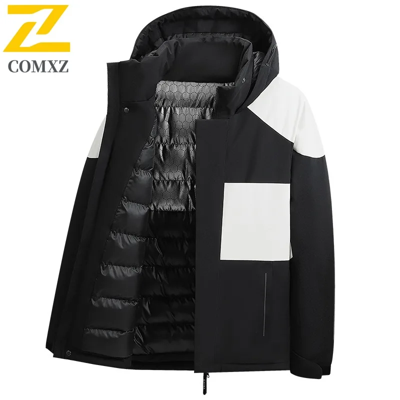 

COMXZ 2025 Men Women Padded Jacket Winter Loose Fit Big Size Camo Thick Warm Coat Long Casual Cotton Jacket Trendy Puffer