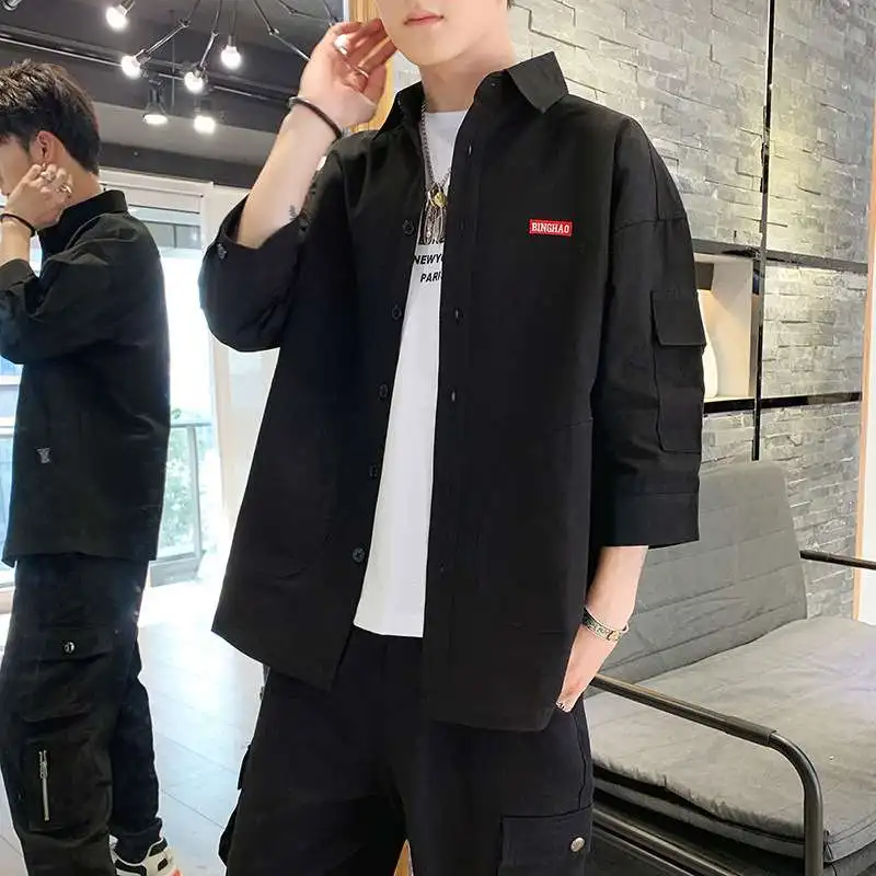 

Мужская свободная футболка-поло на весну-лето, однотонная, повседневная, модная, размер M