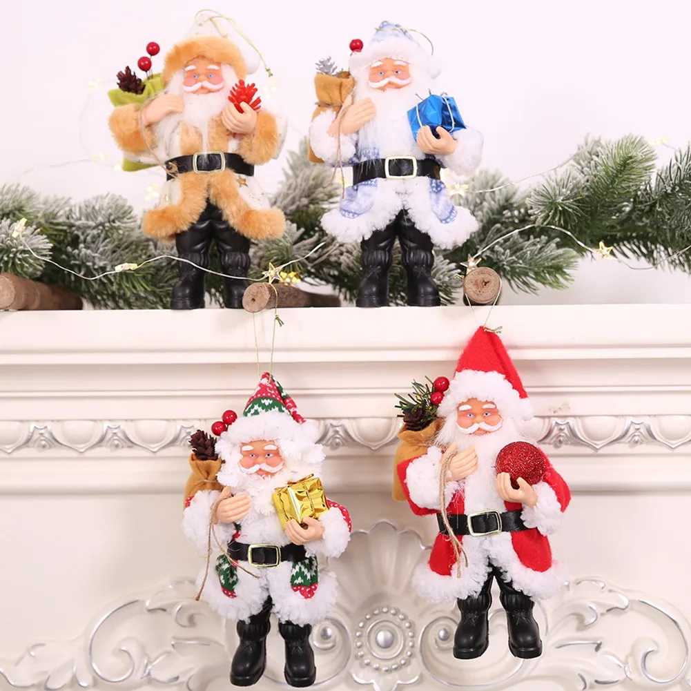 1Pcs Santa Claus Standing Pose Doll Christmas Tree Pendant Decoration Christmas Decor Home Decor Gifts For Children 20cmx12cm