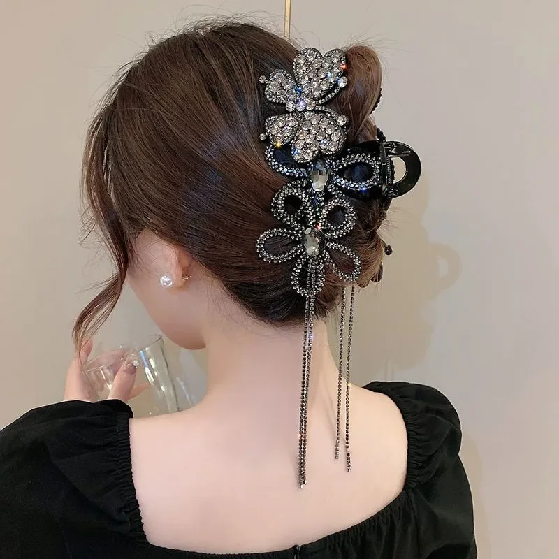 Korean Style Casual Hair Claws Headwear Ladies New Hair Accessories Women Super Sparkling Flower Butterfly Tassel Hair Clips - Image 5