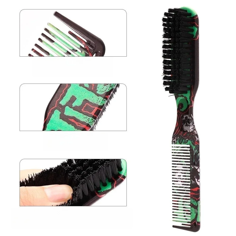 Comb Printed Pattern Beard Styling Brush Professional Shave Beard Brush Barber Broken Hair Remove Comb for Men Styling Tools