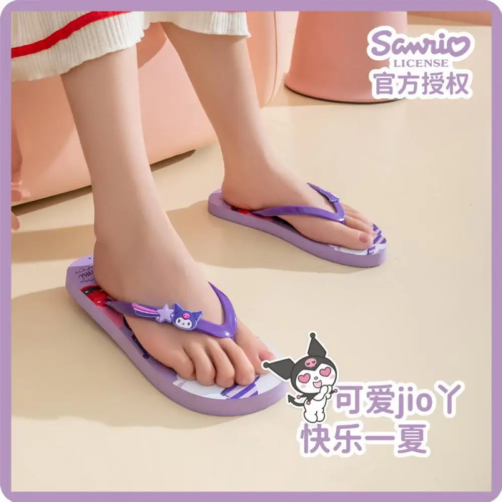 

Y2K милые тапочки Hello Kitty Sanrioed аниме Kawaii летние шлепанцы Kuromi на танкетке, индивидуальные креативные модные нескользящие шлепанцы