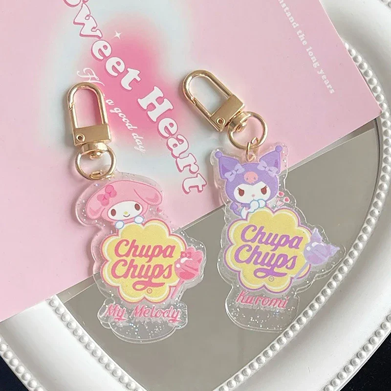 Sanrio Kuromi Gantungan Kunci Hello Kitty My Melody Cinnamoroll Anime Kawaii gantungan kunci tas sekolah liontin Dekorasi mainan anak perempuan