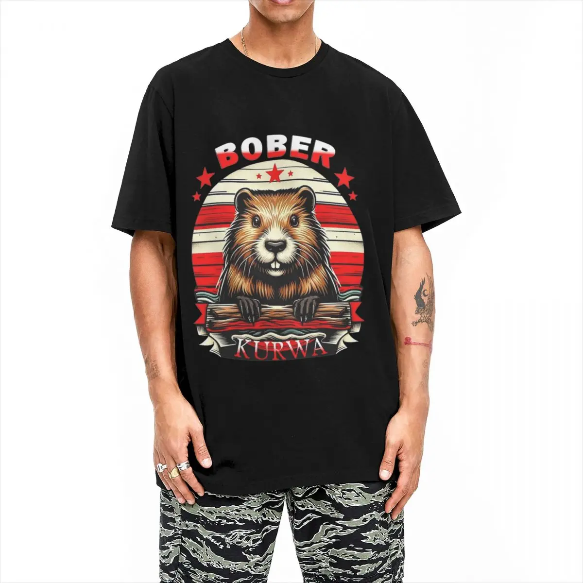 Bobr Kurwa T-Shirts Heren 100% Katoenen Kleding Grappige Ronde Hals Korte Mouw