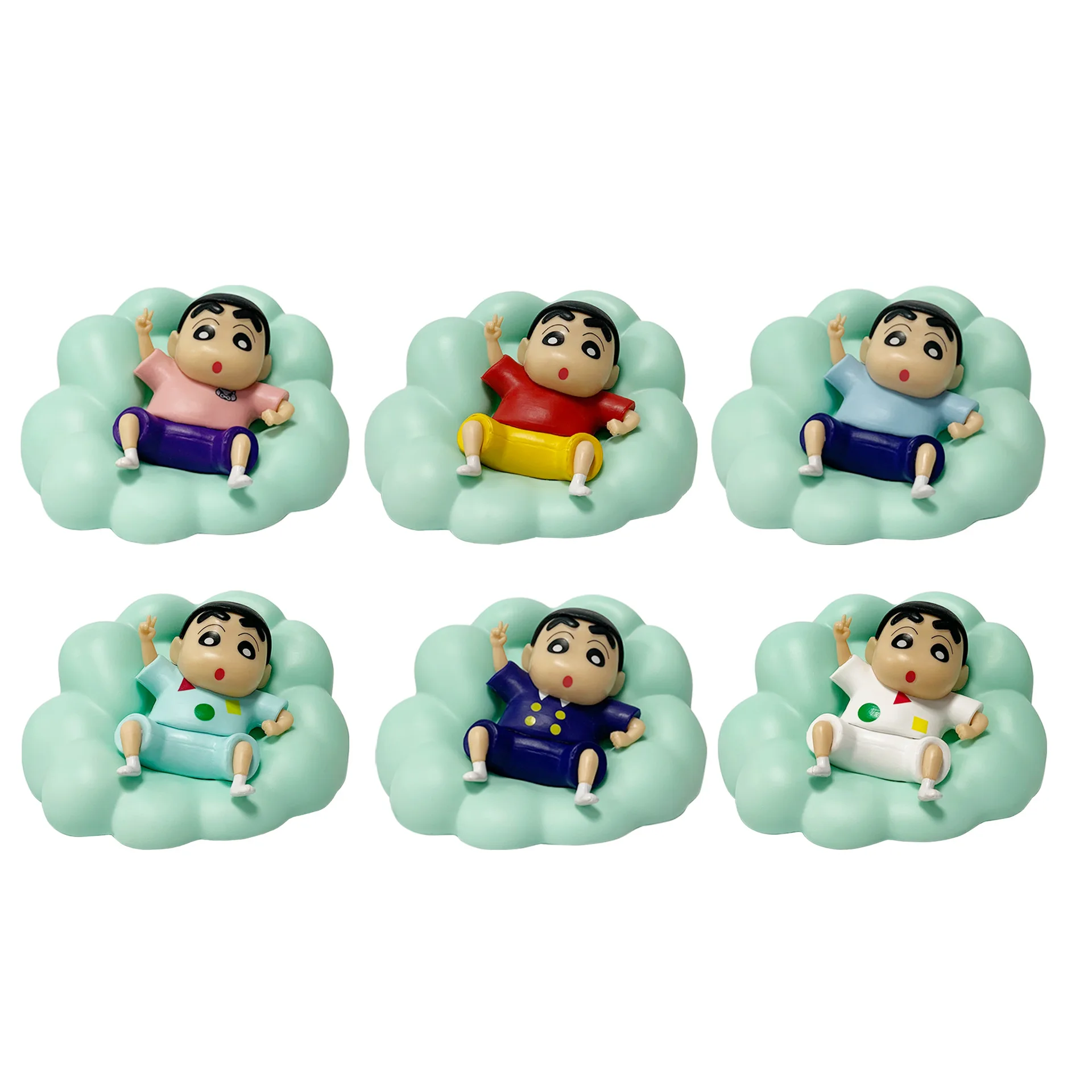 New Crayon Shin-chan Nohara Shinnosuke PVC Action Figure Lying Position Pajamas Billet Cloud Base GK Model Room Decor Gift Toy