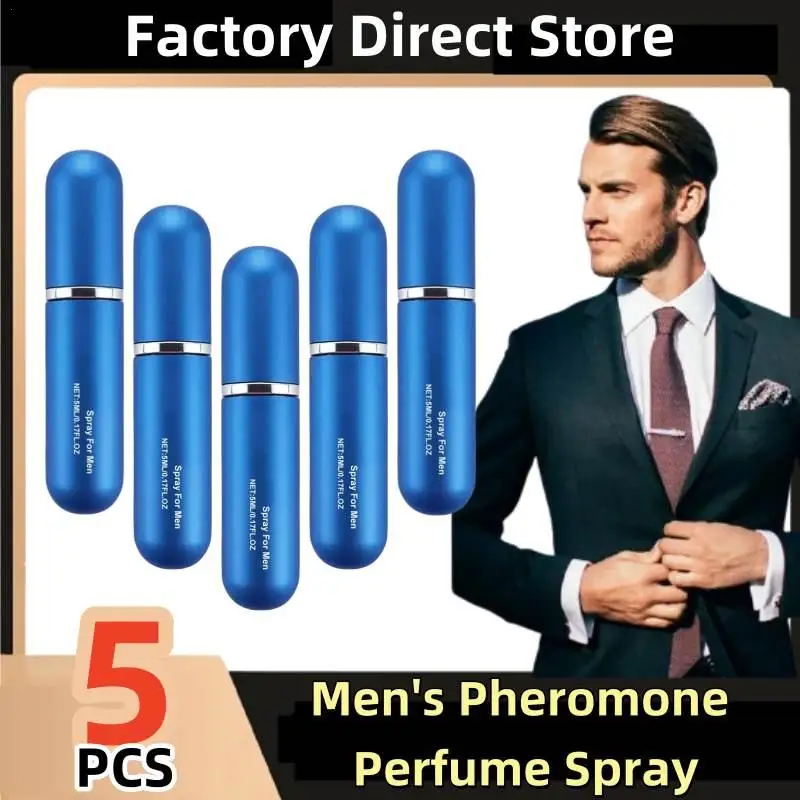 

5Pcs 5ml NEW Men's Pheromone Perfume Gentle Andlong-lasting Fragrance Protable Blue Bottle Spray For Men Dating Magic Capsule