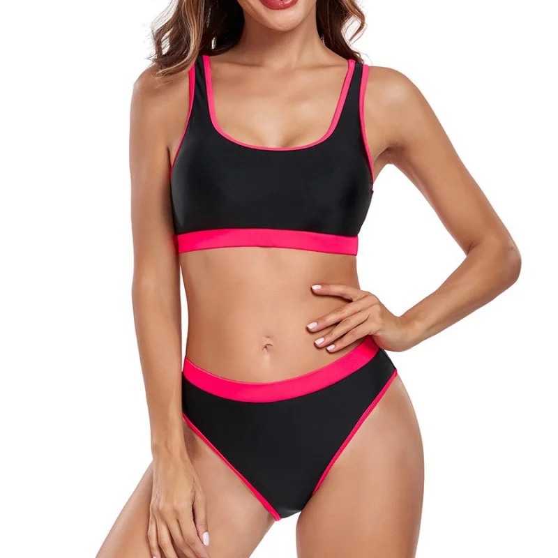 

New sexy sporty two-piece swimsuit for women, color-blocked swimwear for women